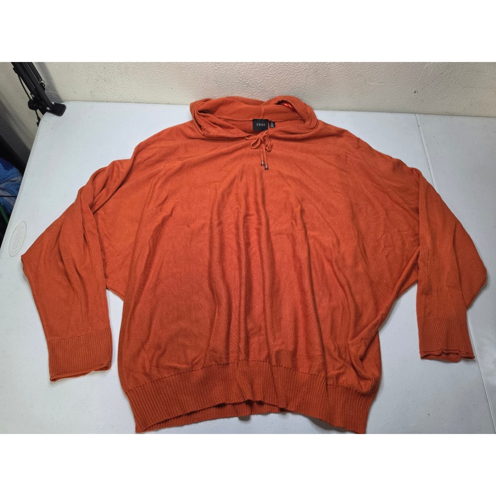 Cyrus Womens 3X Burnt Orange Knit Batwing Hoodie Sweater